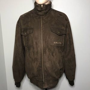 Sean John Faux Suede Chocolate Brown Bomber Jacket